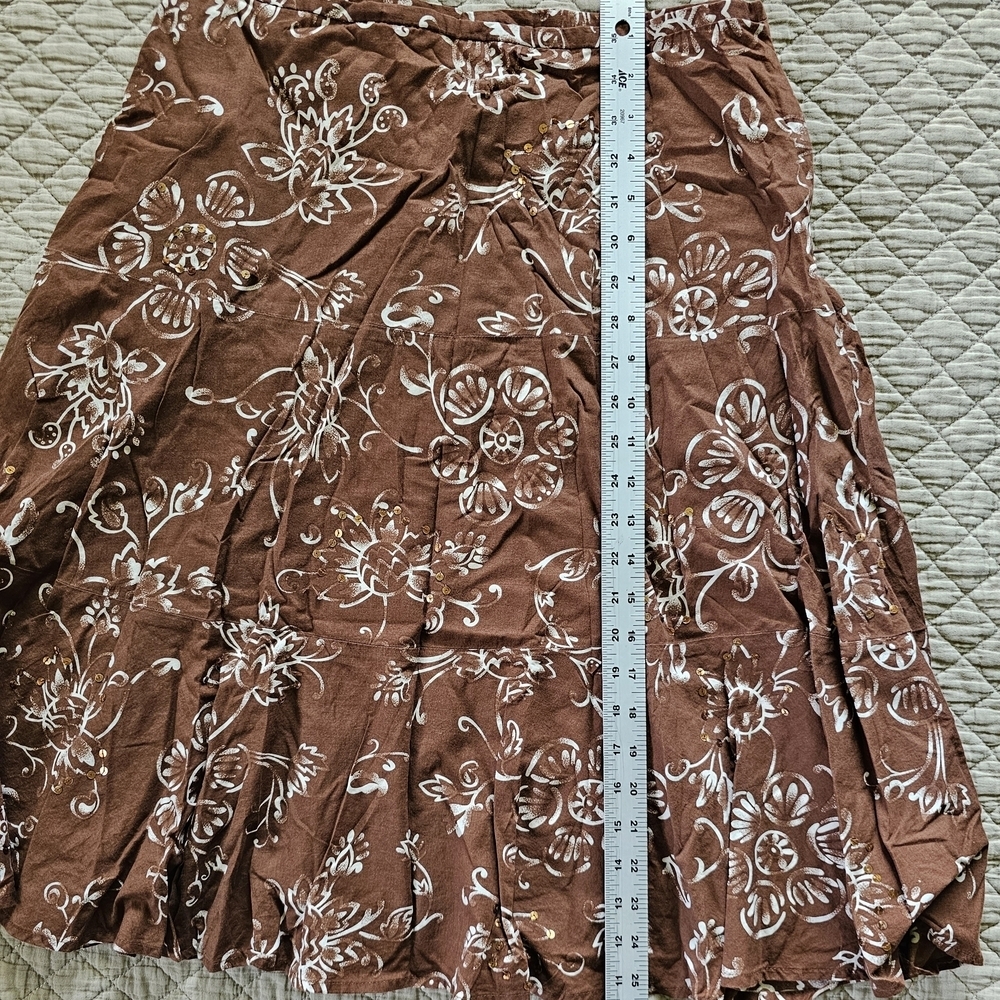 George Skirt Size 12 Aline Brown White Floral Sweet Skirt EUC - Picture 6 of 7